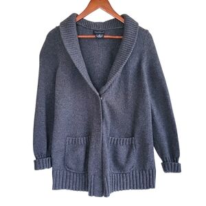 Collection 59 Wool Cashmere Gray Shawl Collar Cardigan W Snaps Womens Medium